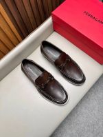 Ferragamo Brown calfskin Leather Shoes-Ferragamo Man Business Leather Shoes